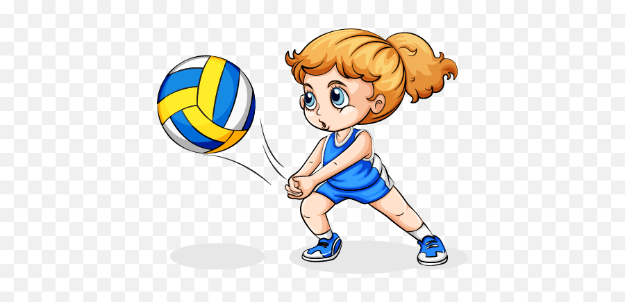 Volleyball Play Girl Clip Art - Cartoon Girl Playing Volley Clipart Emoji,Clipart Volleyballs