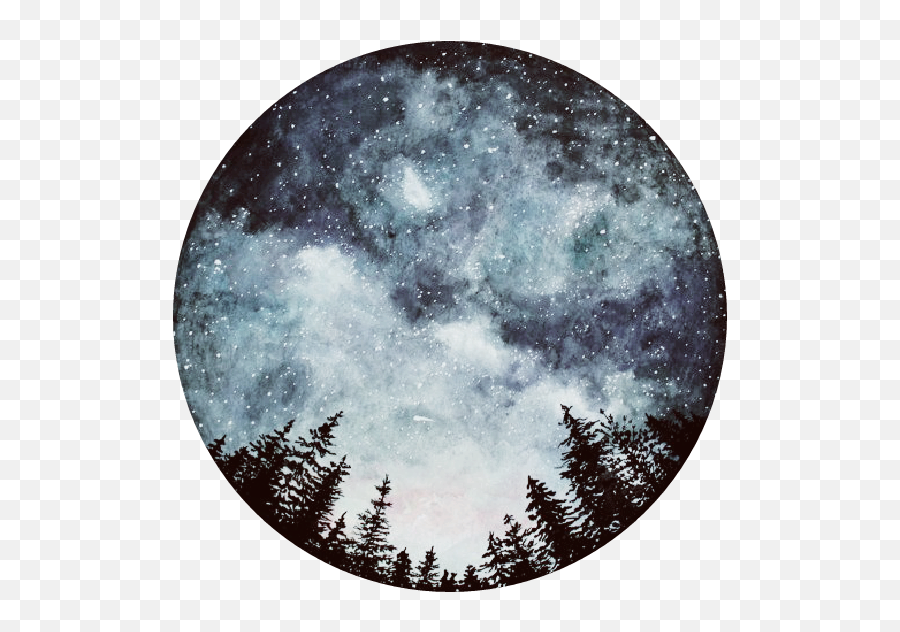 Download Milkyway Forest Silhouette Silhouettes Tree Trees - Watercolor Galaxy Circle Emoji,Watercolor Circle Png
