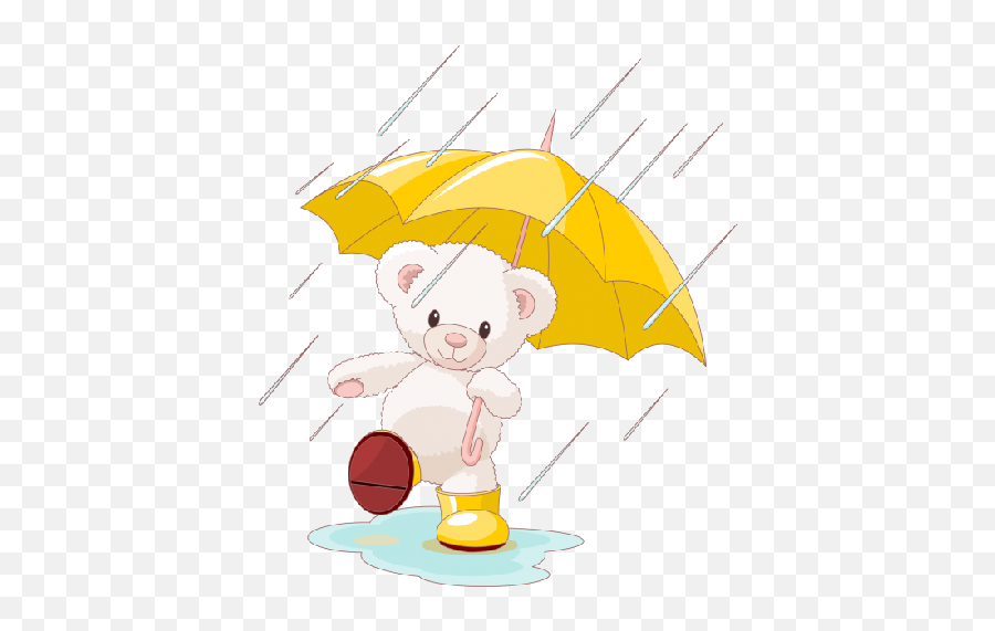 Cute White Bears - Teddy Bear With Umbrella Drawing Emoji,Puddle Clipart
