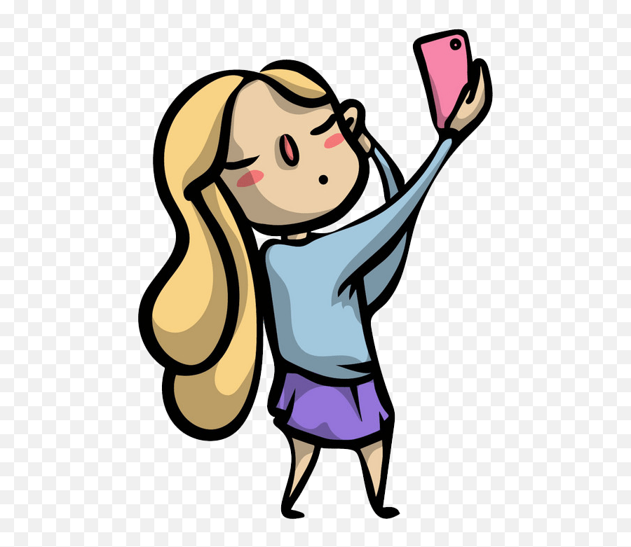 Blonde Girl Takes A Selfie Transparent - Cute Selfie Clipart Emoji,Selfie Clipart