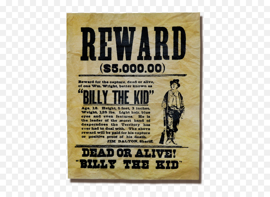 Billy The Kid Wanted Poster - Vintage Advertisement Emoji,Wanted Poster Png