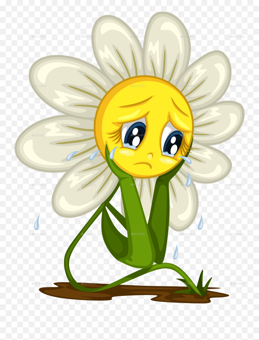 Picture - Cute Animated Flower With Face Emoji,Crying Clipart