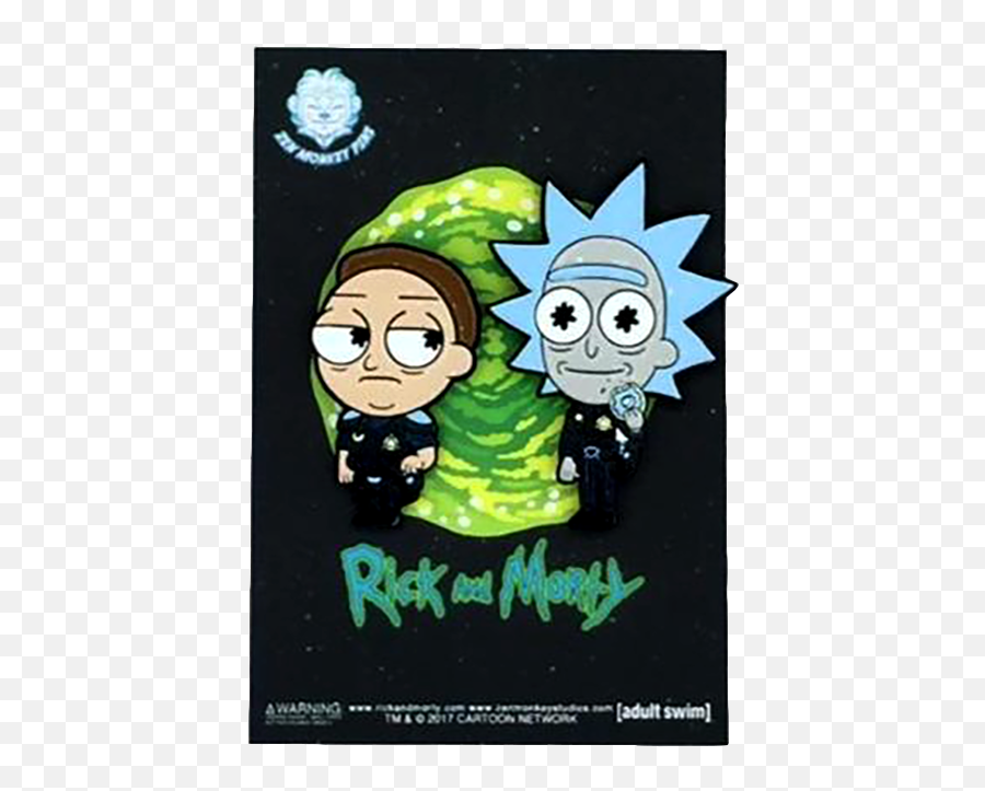 And Morty Cop Hat Pin Lapel Pin Set - Rick And Morty Morty Skull Emoji,Cop Hat Png