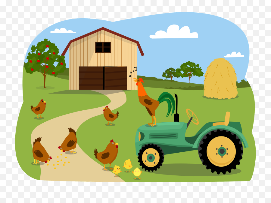 Animals On The Farm - Chicken Clipart Free Download Emoji,Farmer On Tractor Clipart