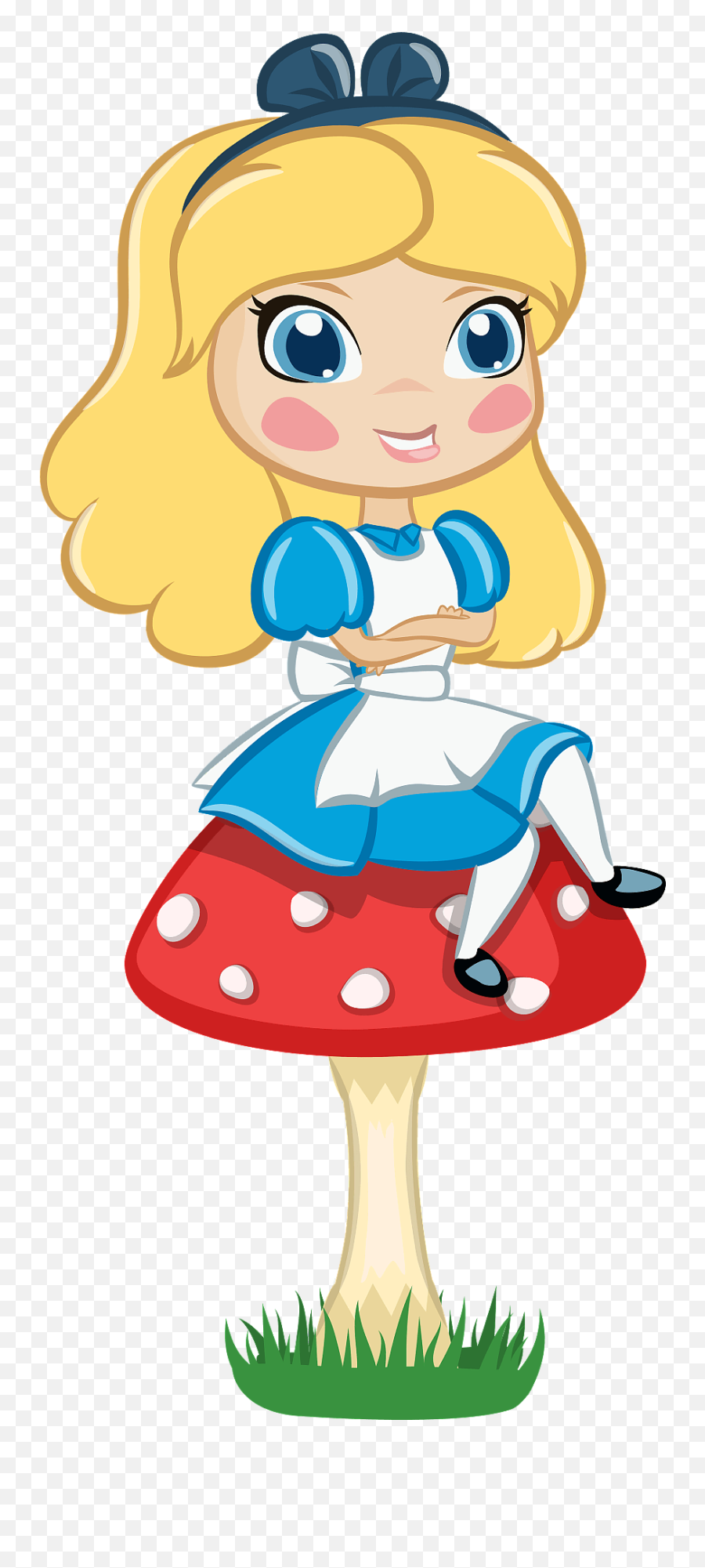 Alice Sitting On Mushroom Clipart Free Download Transparent - Alice In Wonderland Cartoon On Top Emoji,Alice In Wonderland Clipart Black And White