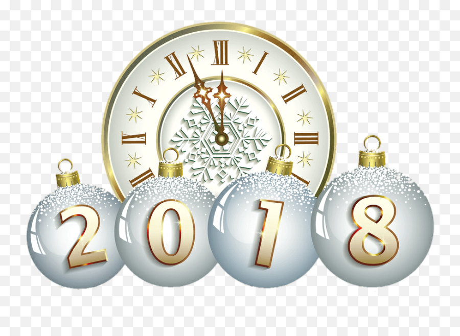 Year S Day Christmas - Happy New Year 2018 Clock New Year Emoji,New Year's Eve Clipart