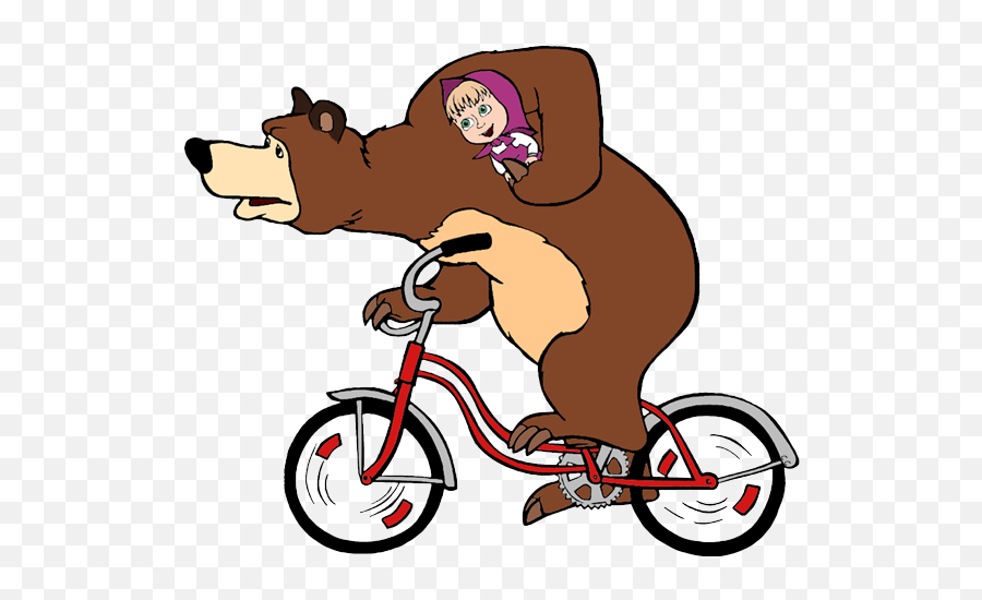 Masha And The Bear Clip Art Cartoon Clip Art Emoji,Ride Bike Clipart