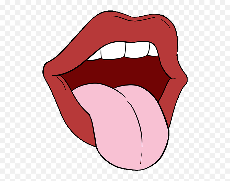 How To Draw Mouth And Tongue Clipart - Mouth Drawing Emoji,Tongue Clipart