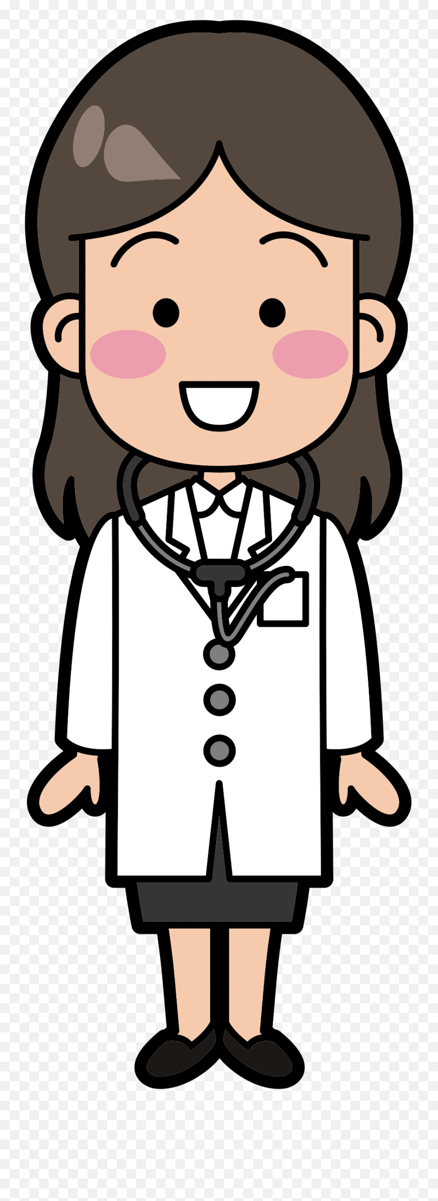 Free Doctor Clipart Black And White - Cartoon Doctor Drawing Girl Emoji,Doctor Clipart