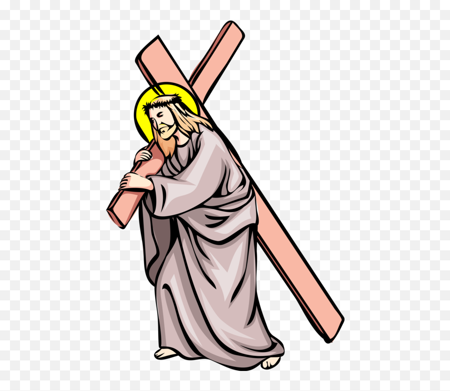 Vector Illustration Of Jesus Christ - Way Of The Cross Png Emoji,Jesus On Cross Clipart