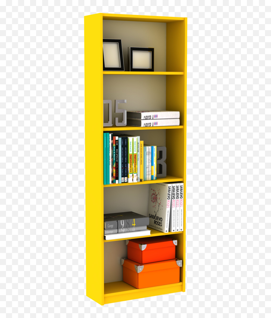 Download 5 Tier Yellow Bookcasebookshelf - Yellow Bookcase Emoji,Bookcase Png