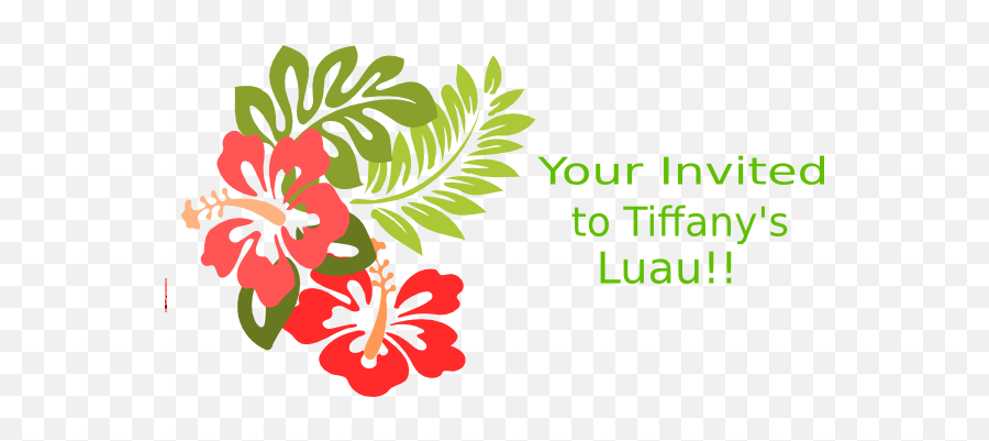 Hibiscus Party Invite 2 Clip Art At - Lilo E Stitch Flor Emoji,Luau Clipart