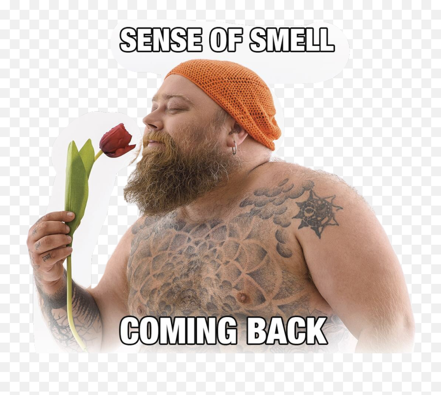 Fat Dude Smelling Flowerfreetoedit - Tattoo Transparent Emoji,Flower Tattoo Png