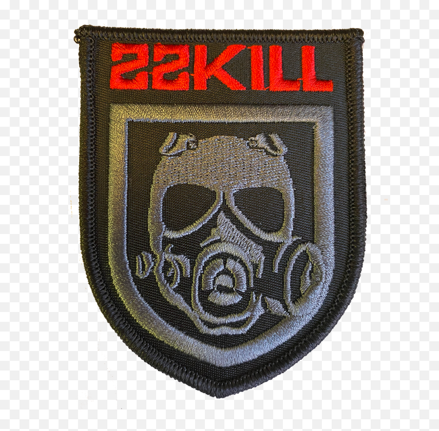 22kill Silver Gasmask Shield Patch Emoji,Gasmask Logo