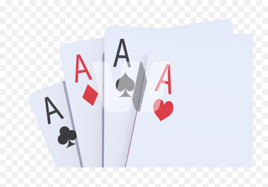 Four Poker Cards Closeup 3d Render Png - Png Graphic Emoji,Playing Cards Transparent Background