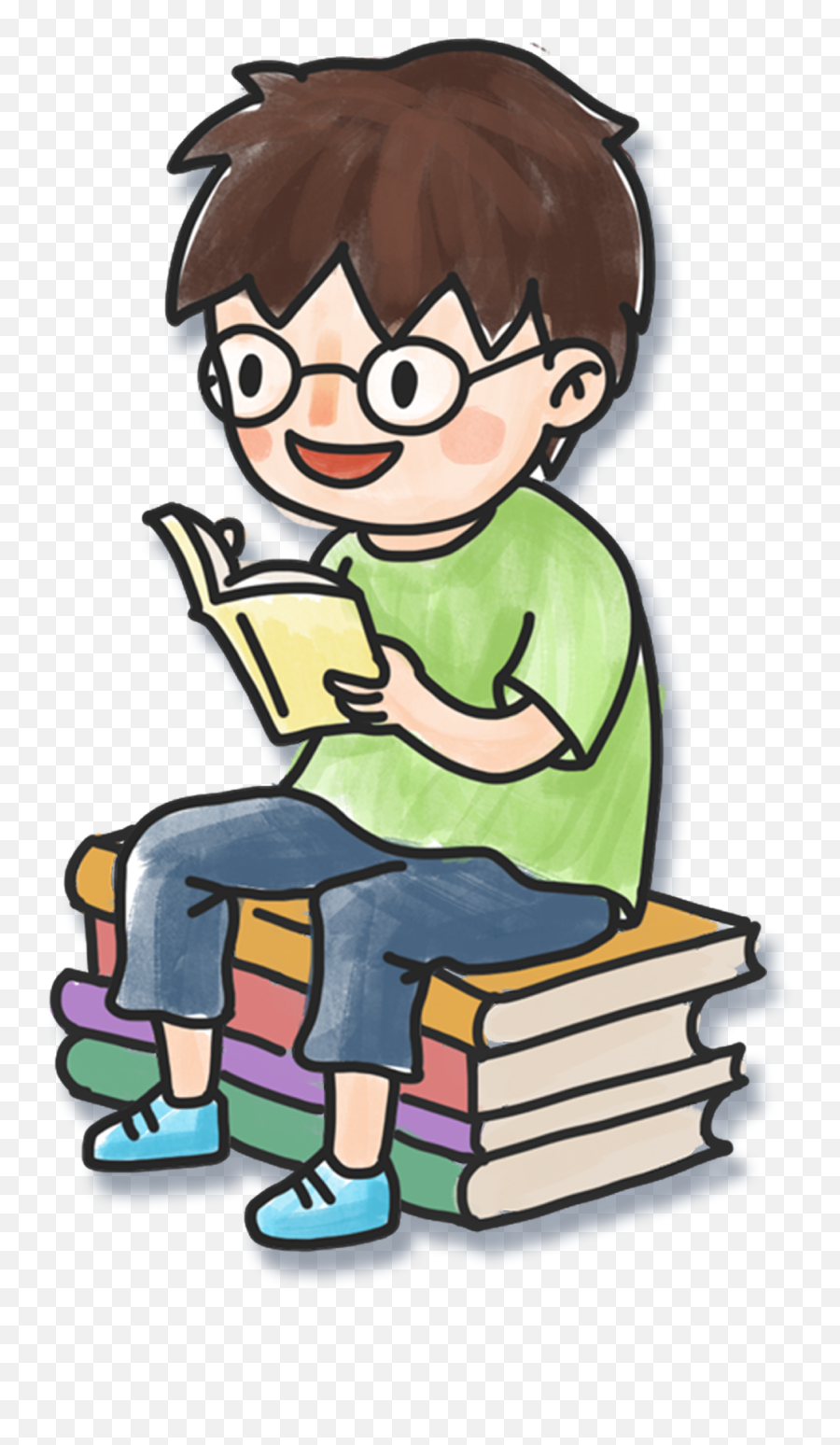 Little Boy Reading Book Png Image Png Mart - Reading Books Cartoon Png Emoji,Book Transparent Background