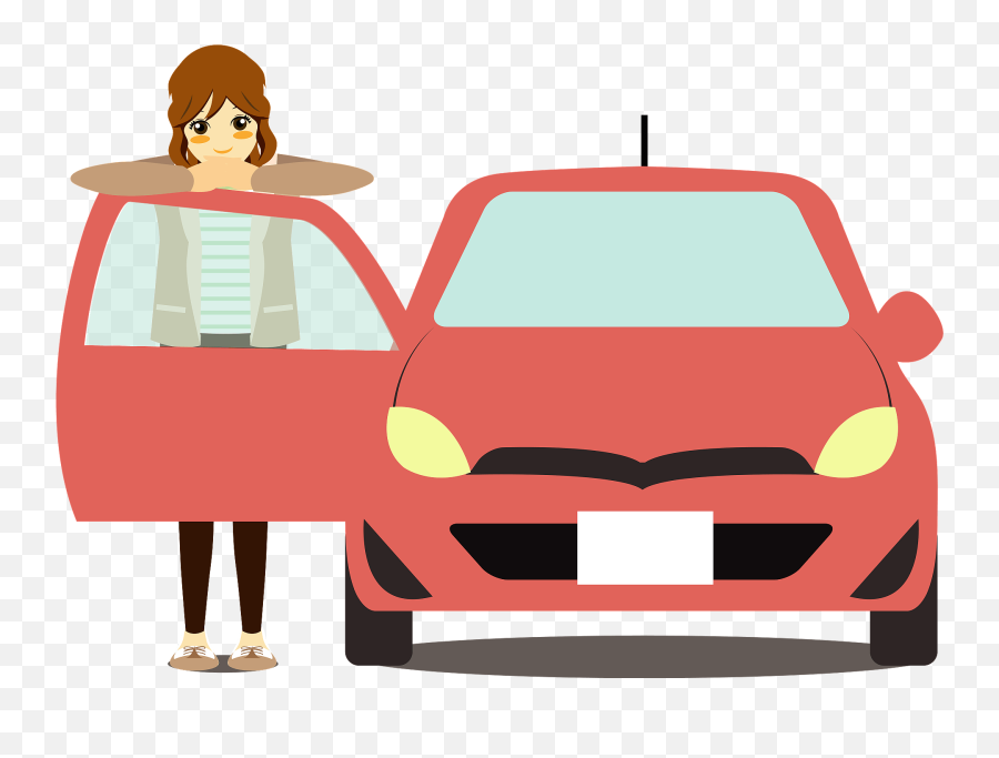 Girl Is Standing By A Car With Car Door Open Clipart Free - Car Door Open Clipart Emoji,Door Clipart