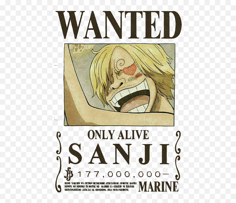 Poster One Piece Wanted Sanji New 52 X - Poster Png Text One Piece Wanted Emoji,Wanted Poster Png