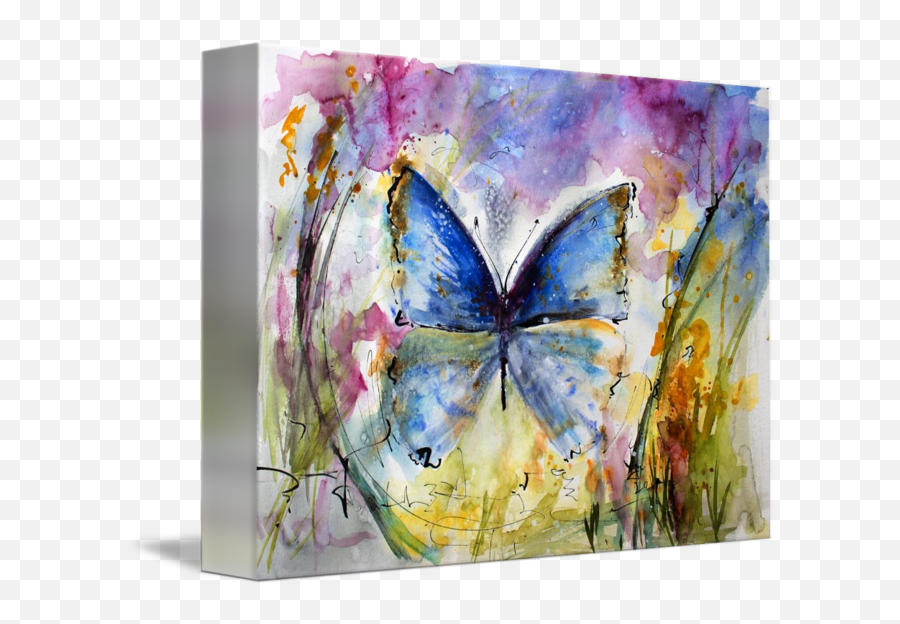 Blue Butterfly Watercolor By Ginette By Ginette Callaway Emoji,Watercolor Butterfly Png