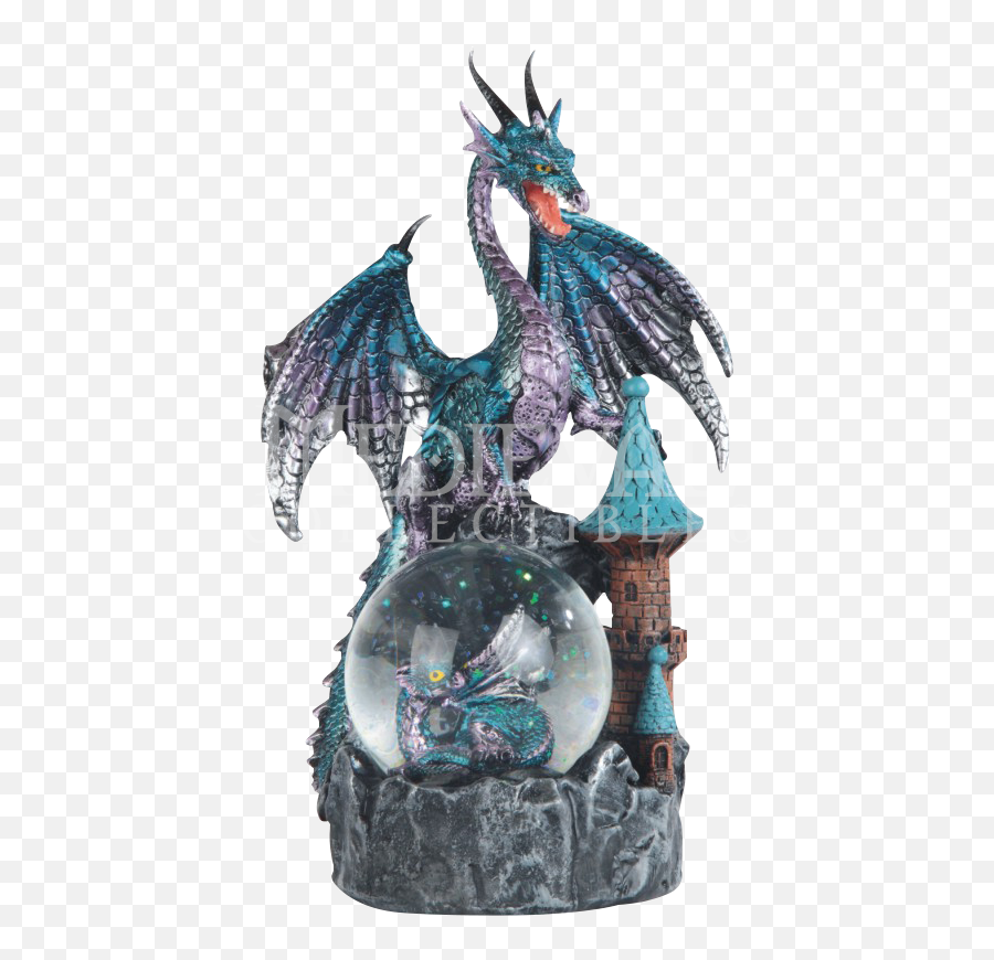 Blue Dragon On Castle Snow Globe - Dragon Full Size Png Emoji,Blue Dragon Png