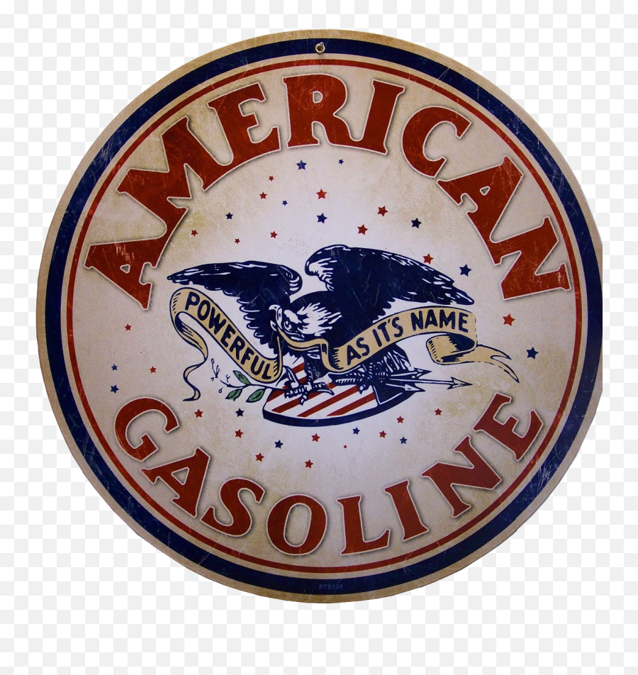 American Gasoline Gas Sublimation Process 14 Round Vintage Emoji,Metal Logo Signs
