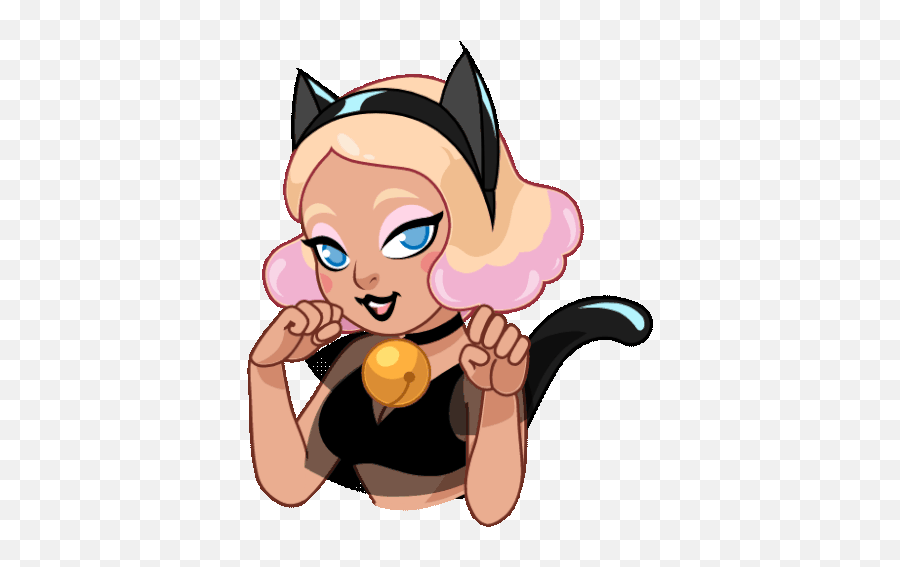 Gamer Girl Black Cat Sticker - Gamer Girl Black Cat Wink Emoji,Cat Woman Logo