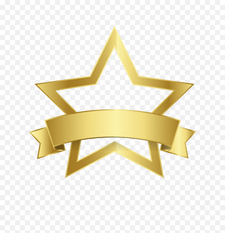 Star Ribbon Label Gold Png - Language Emoji,Gold Star Png