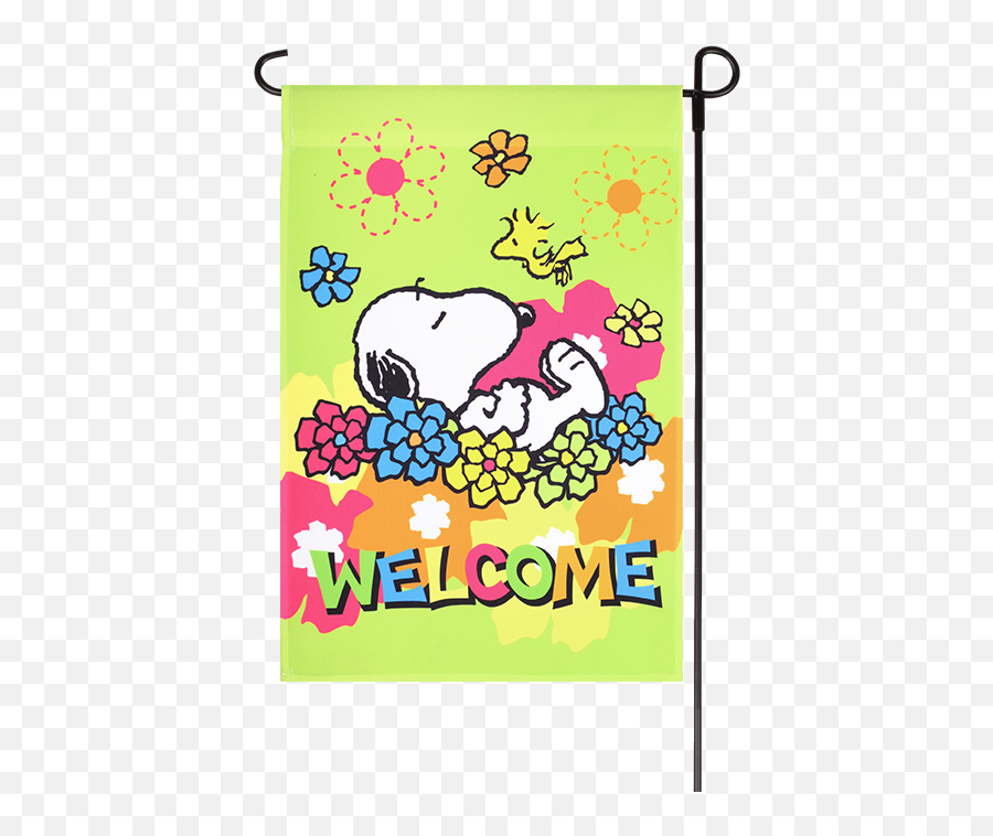 Spring Peanuts Welcome Flag - Clipart Best Clipart Best Snoopy Spring Garden Flag Emoji,Peanuts Clipart