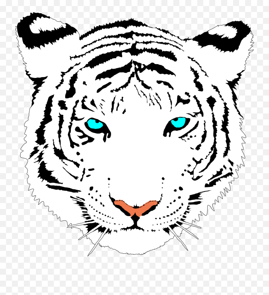 White Tiger Clipart Cute - White Tiger Face Clip Art Emoji,White Tiger Png