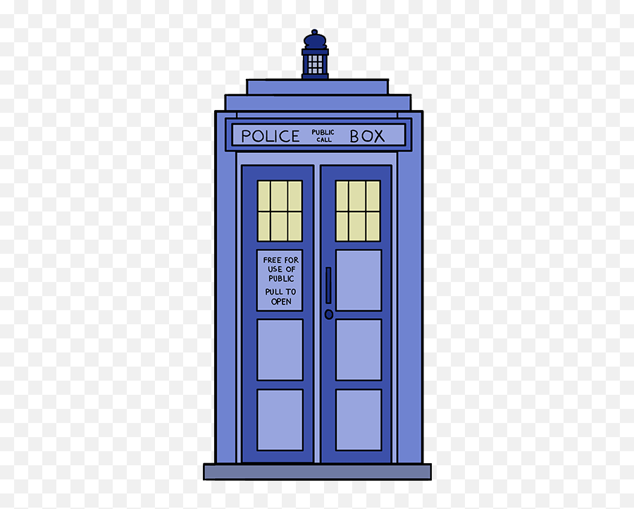 How To Draw Tardis - Tardis Drawing Emoji,Tardis Clipart