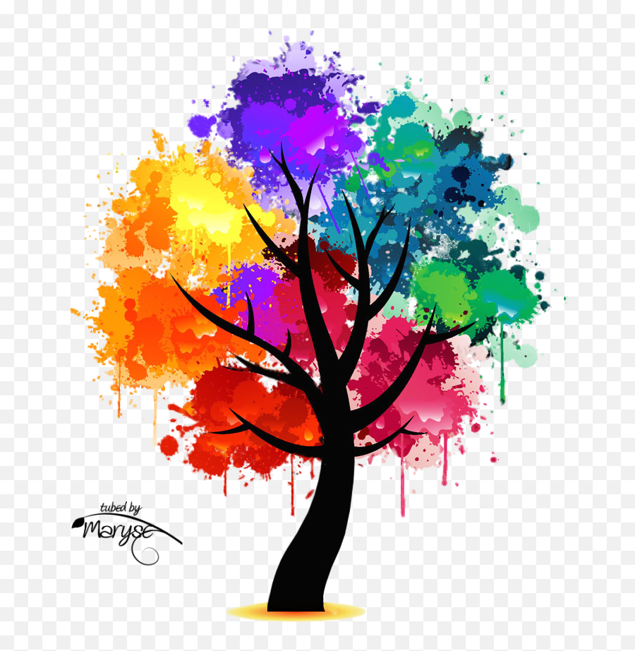 Rainbow Watercolor Tree - Colorful Tree Emoji,Watercolor Tree Png