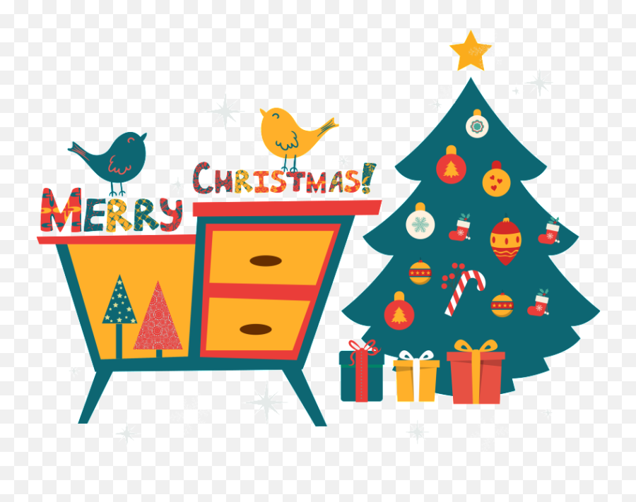 Hand Painted Flat Christmas Tree Vector - Christmas Day Emoji,Christmas Tree Vector Png