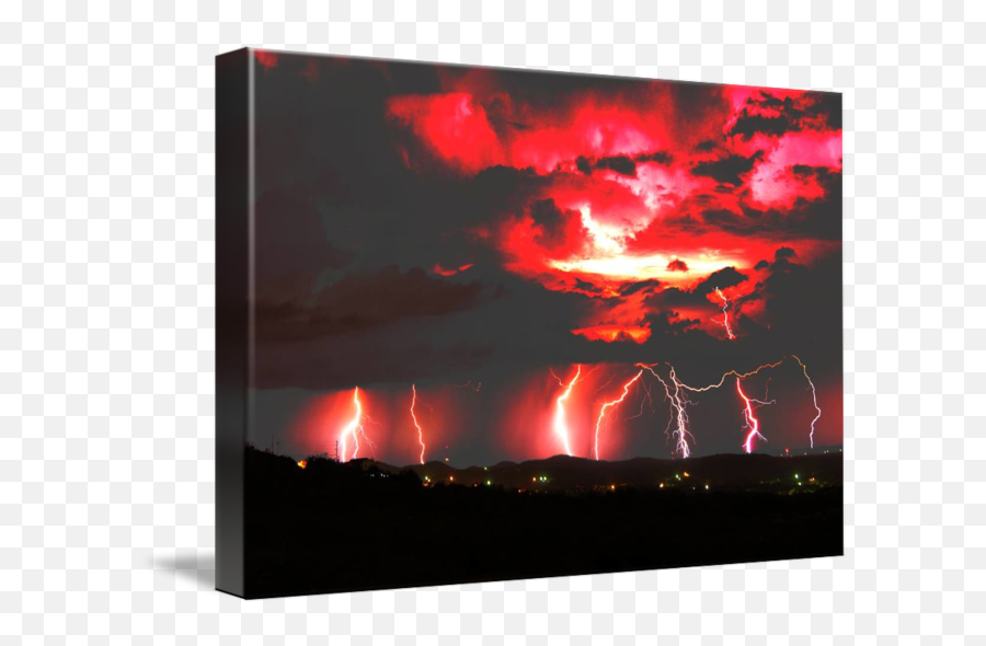 Stacked Lightning With Red Sky By Michael Tidwell Emoji,Red Lightning Transparent