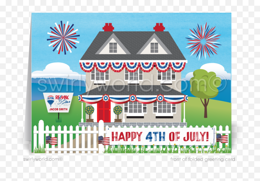 Traditional Patriotic House Of The 4th Of July With American Flags For Realtors Emoji,Happy Fourth Of July Clipart