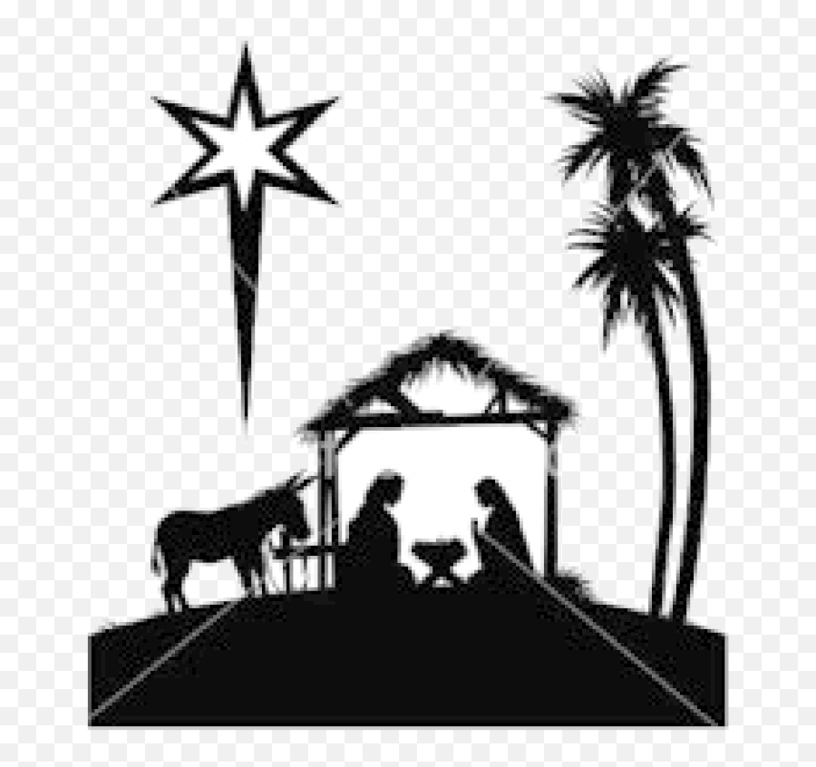 Nativity Black And White Transparent Cartoon - Jingfm Catholic Christmas Black And White Emoji,Manger Clipart