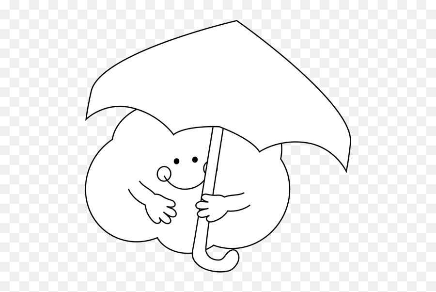 Clip Art Black And White Black And White Cloud Under An - Clipart Black And White Images Of Cartoon Umbrella Emoji,Rain Cloud Clipart