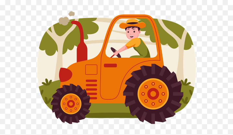 Premium Farmer Driving Tractor Illustration Download In Png U0026 Vector Format Emoji,Farmer On Tractor Clipart