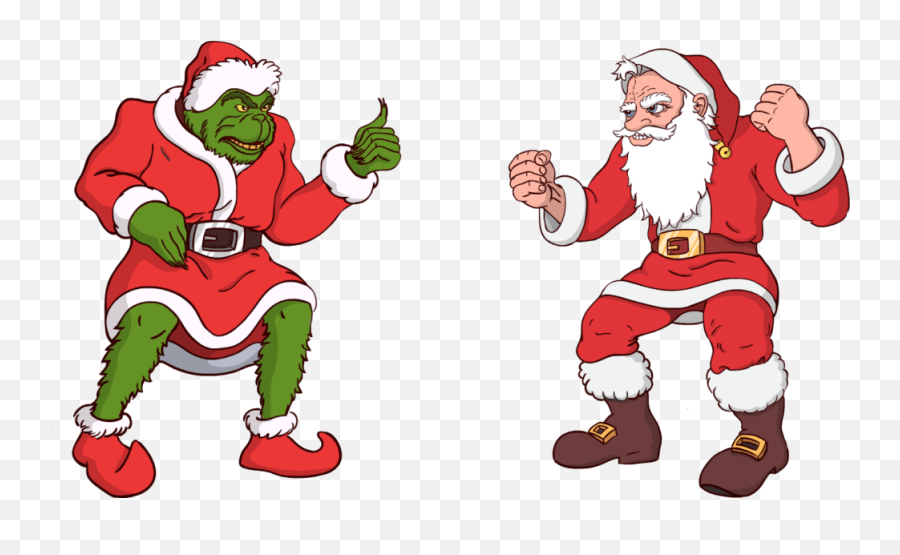 Santa Clipart Grinch - Santa Claus Vs Grinch Transparent Santa And Grinch Clipart Emoji,Santa Clipart