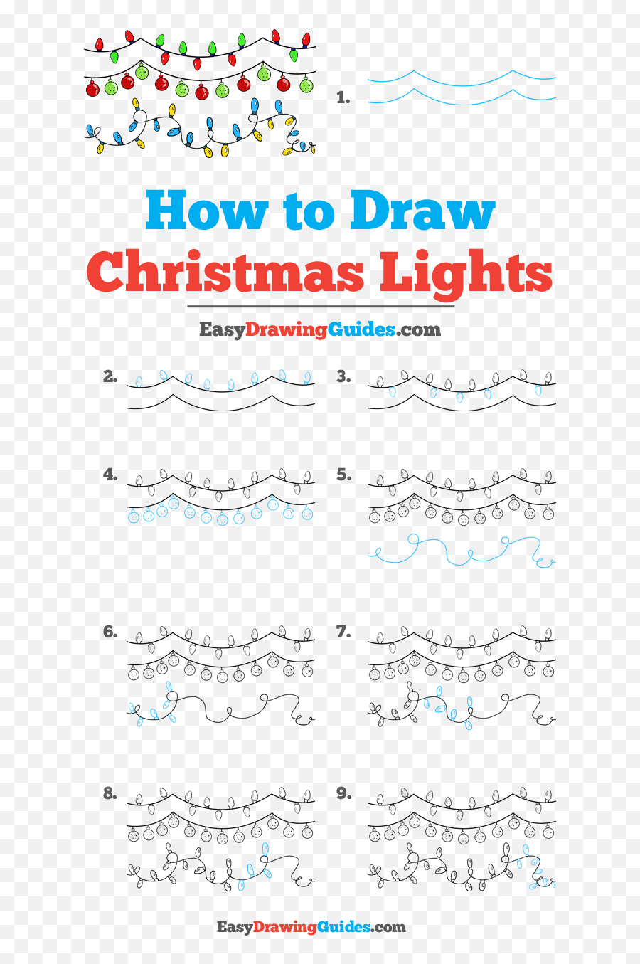 How To Draw Christmas Lights - Really Easy Drawing Tutorial Captain Underpants Easg Draw Emoji,String Lights Png
