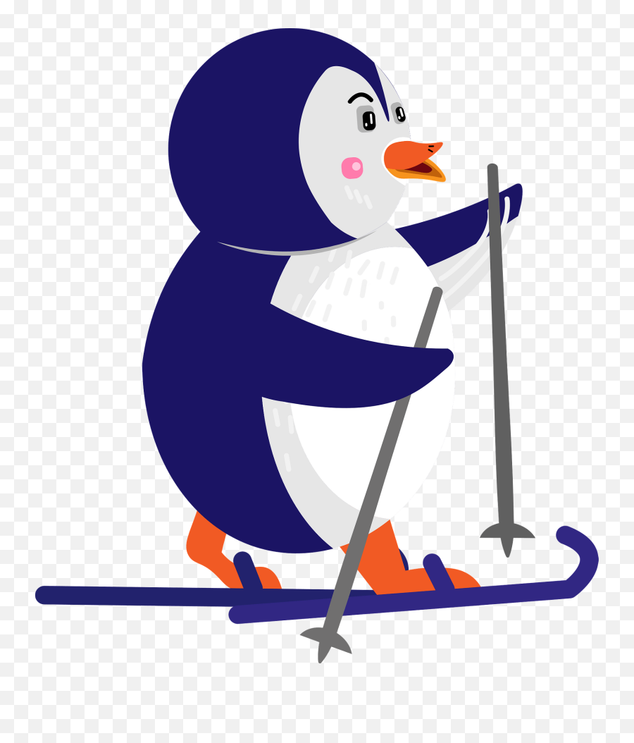 Penguin Skiing Clipart - Ski Emoji,Skiing Clipart