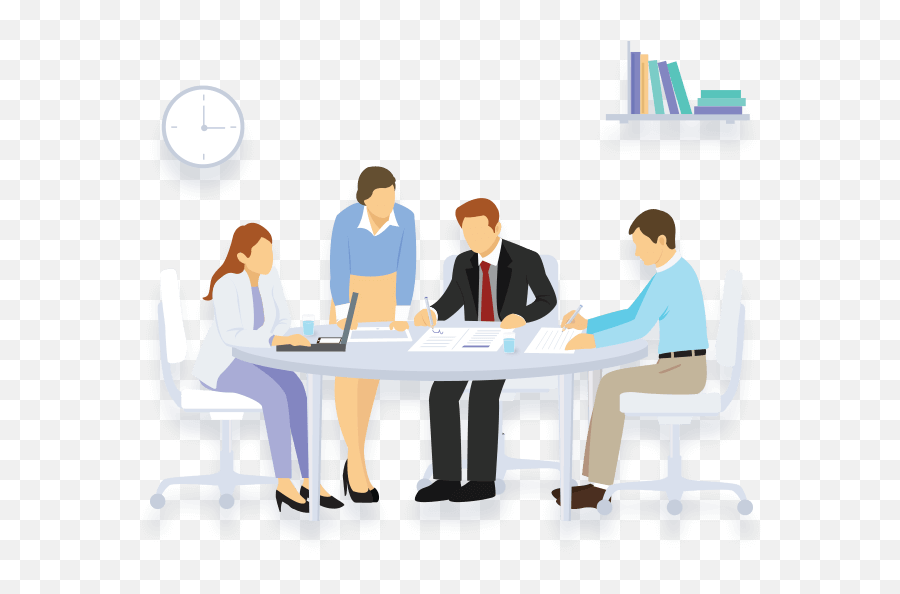 People Sitting At A Table Png - Illustration Of People Office Staff Icon Png Emoji,Morning Meeting Clipart