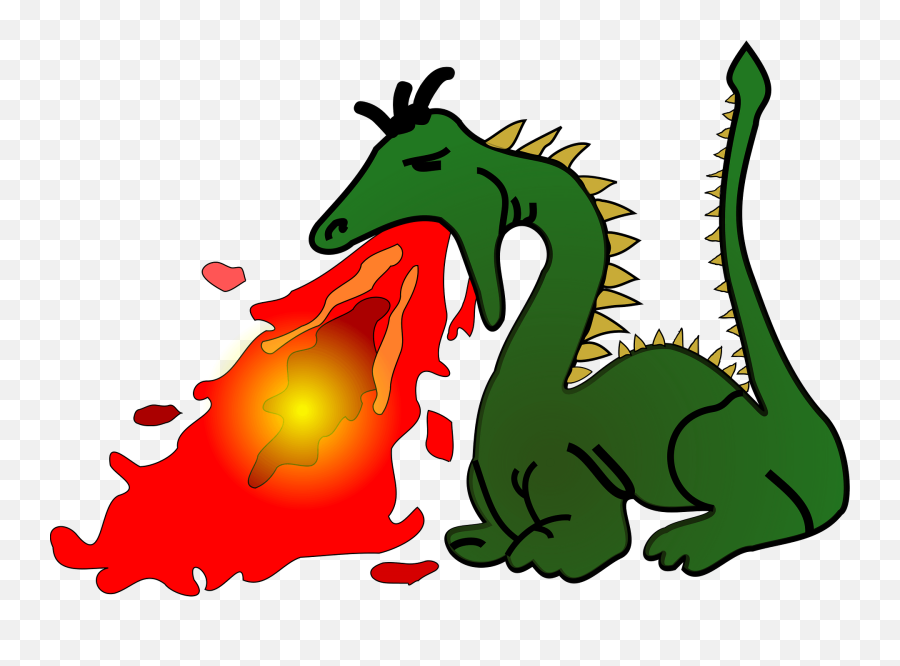 Green Dragon Breathing Fire Clipart - Dragon Spitting Fire Emoji,Breathing Clipart
