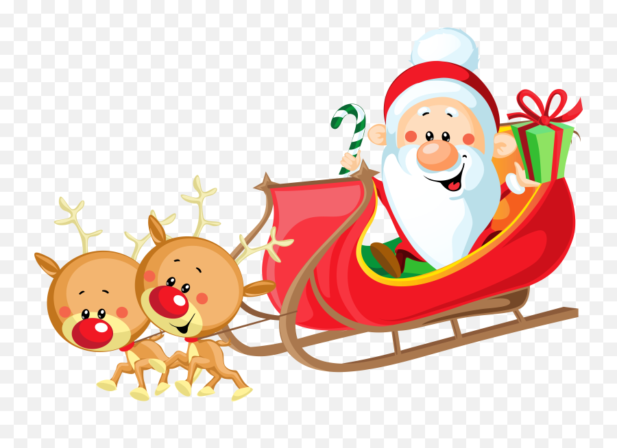 Santa Sleigh Clipart Transparent Clipartxtras - Clipartix Clipart Santa Cute Christmas Emoji,Santa Clipart