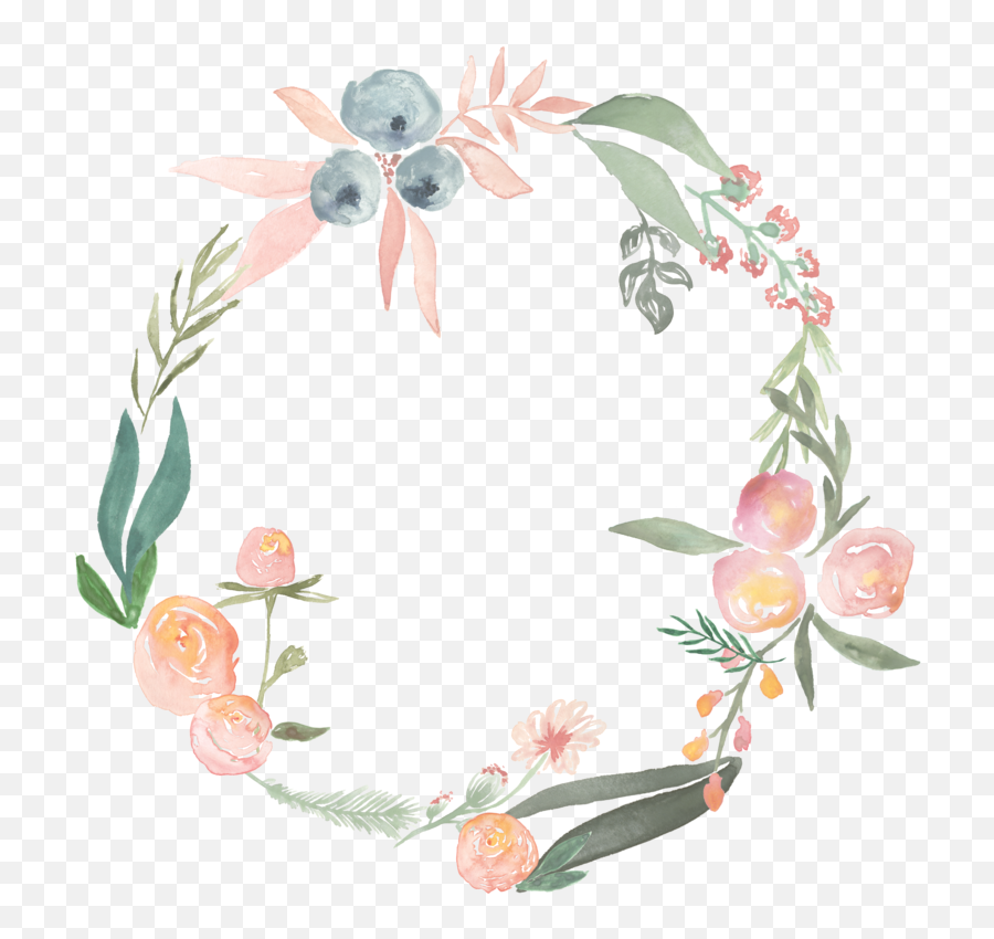 Watercolor Painting Flower Wreath - Watercolour Wreath Transparent Background Emoji,Floral Wreath Clipart