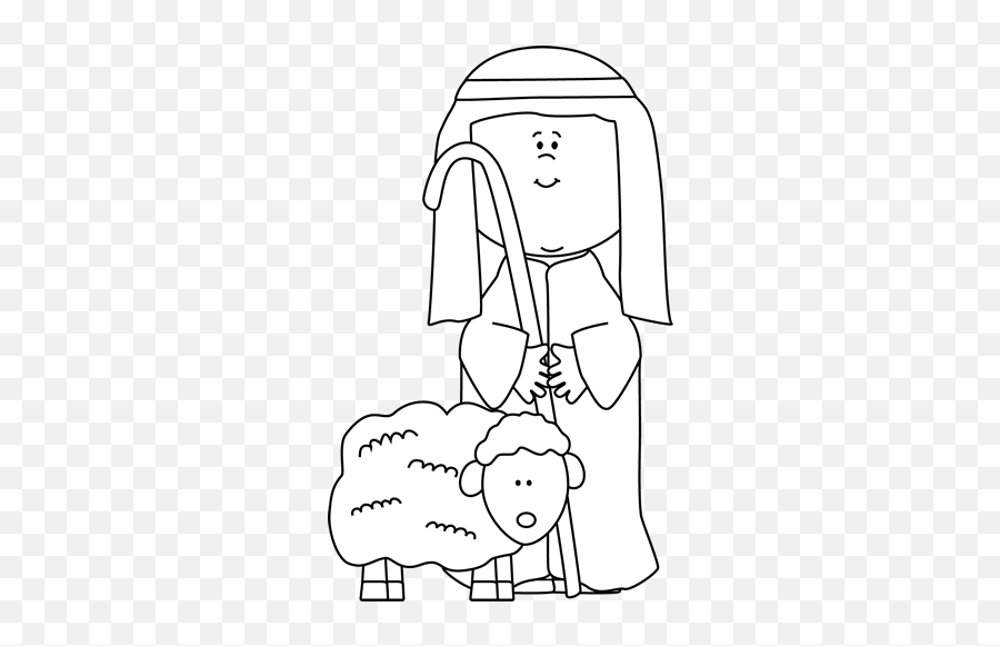 Christmas Coloring Pages - Shepherd And Sheep Black And White Emoji,Shepherd Clipart