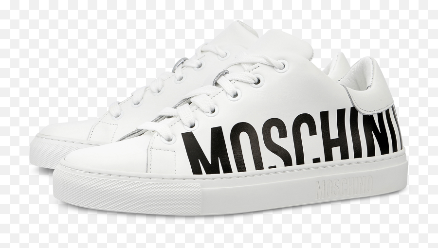Leather Sneakers With Logo - Plimsoll Emoji,Moschino Logo