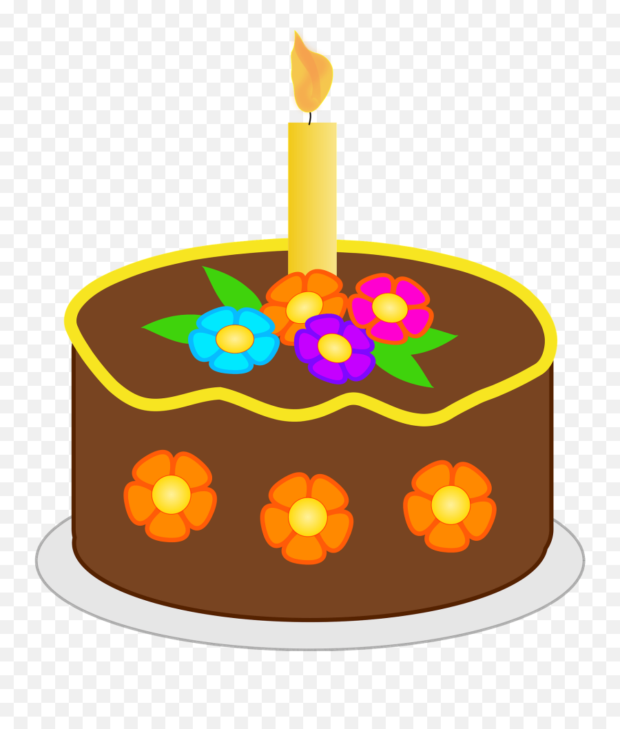 Chocolate Birthday Cake With Candle Clipart Free Download - Free Clipart Chocolate Birthday Cake Emoji,Birthday Cake Clipart