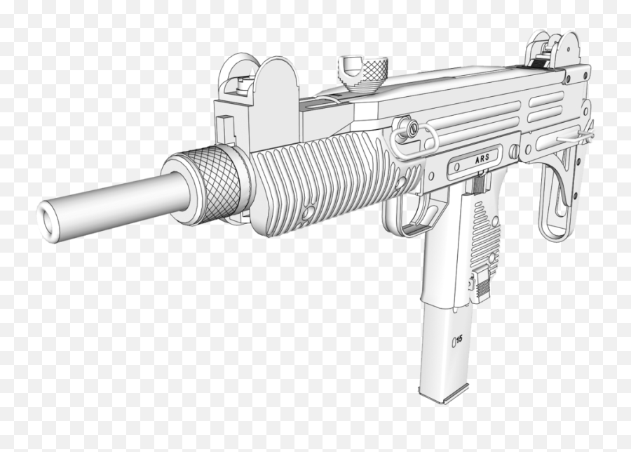 Download Uzi Submachine Gun - 3d Cad Gun Drawings Emoji,Uzi Png