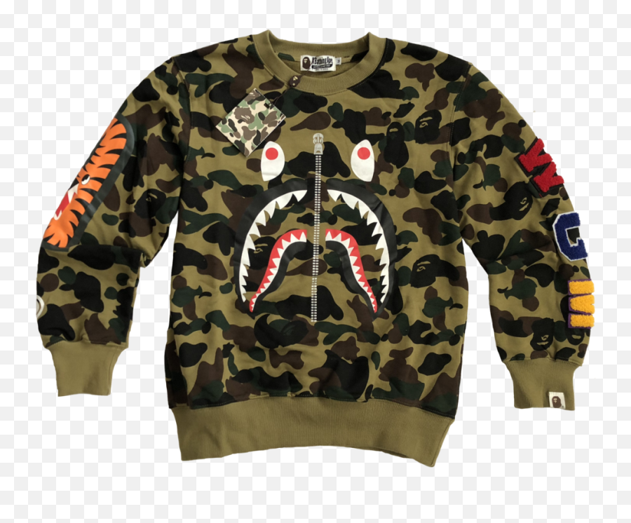 Bape Shark Head Camouflage Sweatshirt - Bape Hoodie Png Emoji,Bape Shark Logo