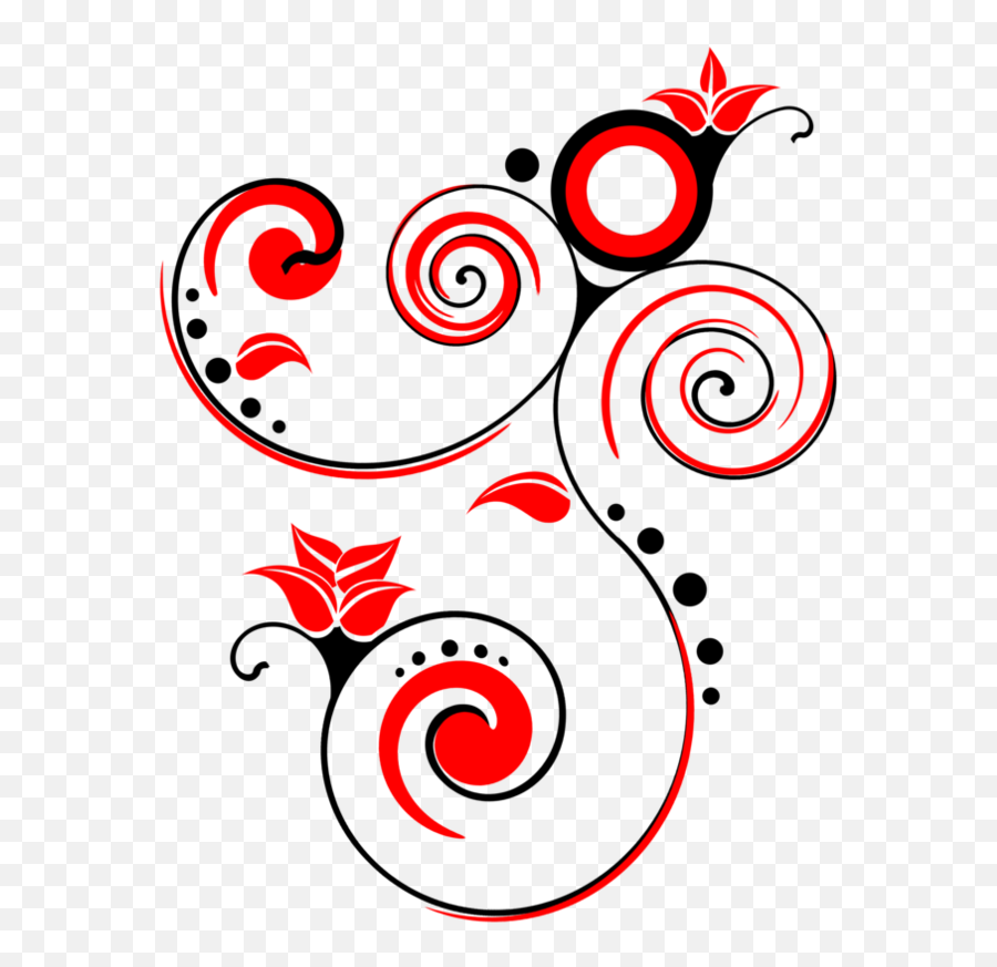 Red And Black Floral - Flower Design Hd Png Emoji,Black Flower Png